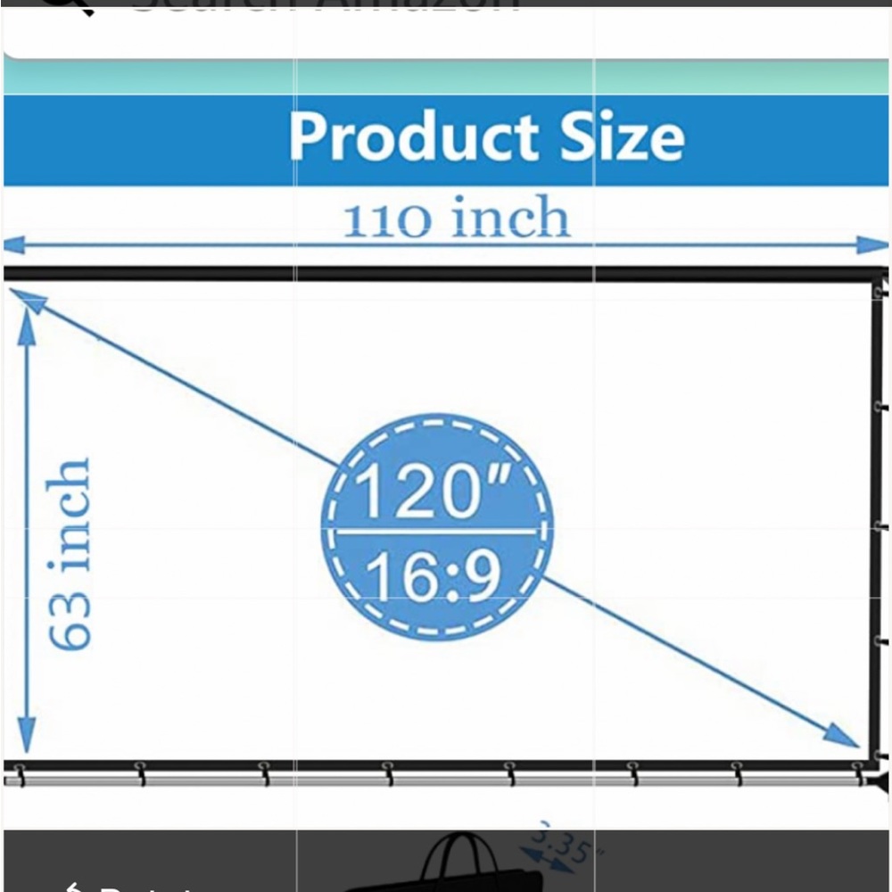 Projector Screen 120 Inch Foldable Portable Movie Screen.